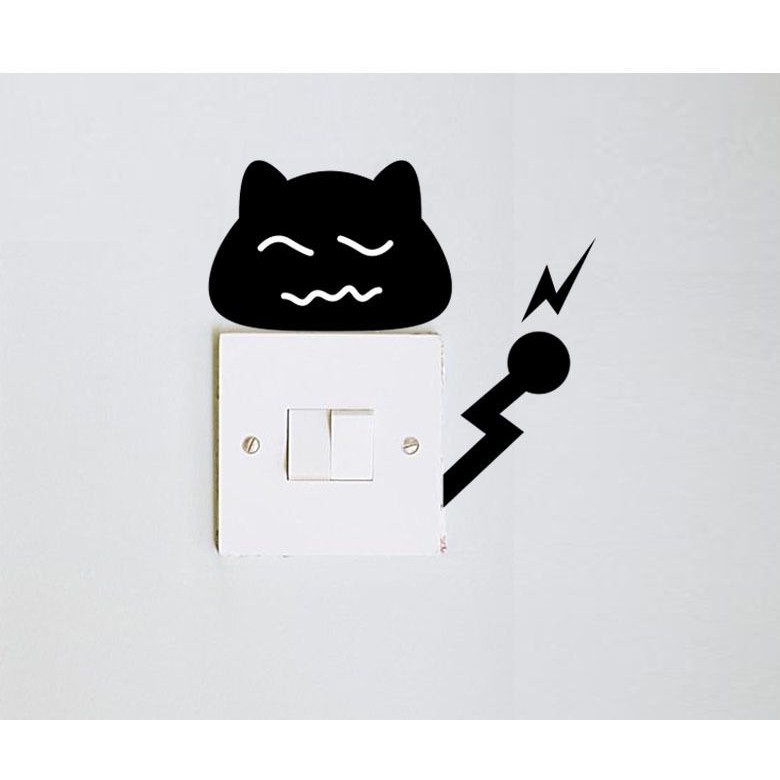 Decal dán tường 10 hình dán công tắc mèo đen 10 kiểu - MSP DKN028