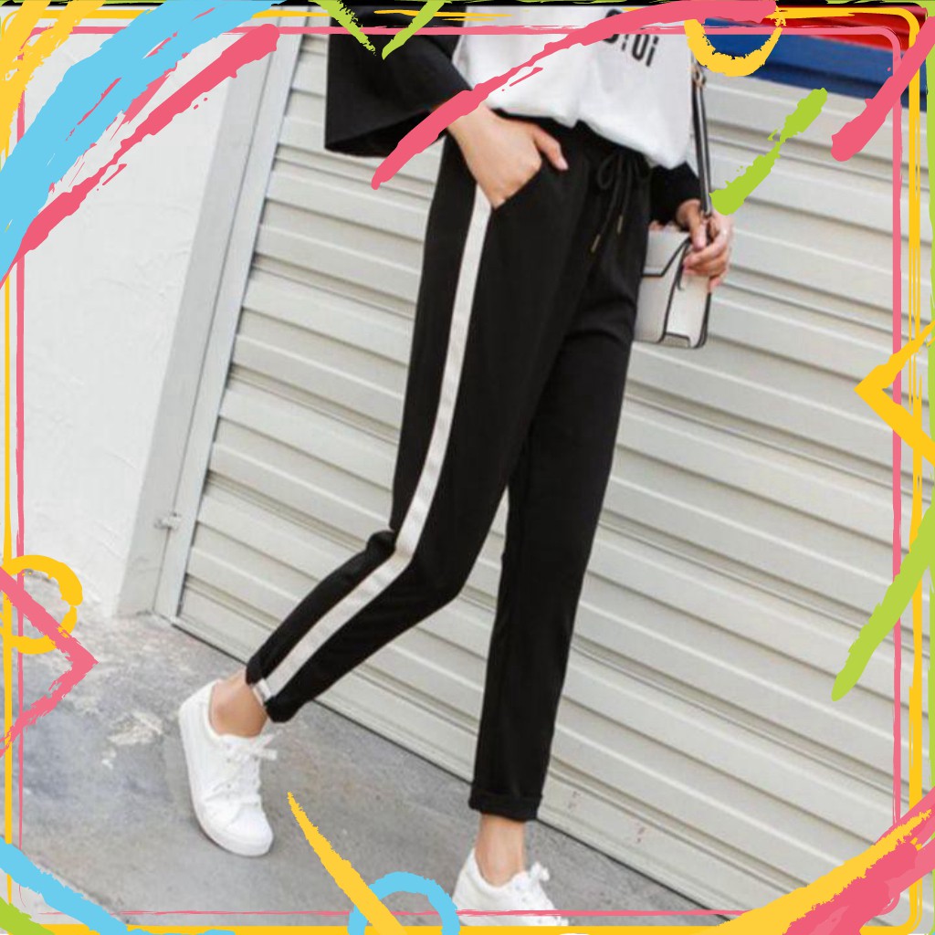 Xả Hết 151-2B1 Quần thun thể thao một sọc to Ulzzang Hàn Quốc, chất nỉ đẹp mê, không lo xù lông, bay màu Xả Hết