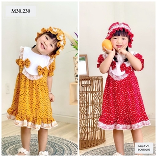 ĐẦM BÉ CHẤM BI NƠ NGỰC + KÈM NÓN - M30