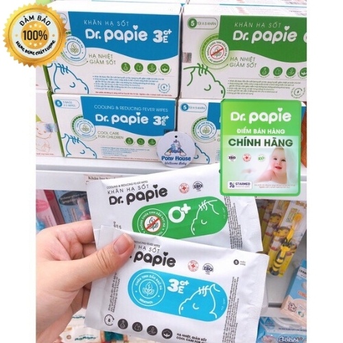 Khăn Lau Hạ Sốt Dr.Papie Cho Bé, Hạ Nhiệt Giảm Sốt Ngắn Ngừa Co Giật Cho Bé Từ Sơ Sinh Hộp 25 Tờ
