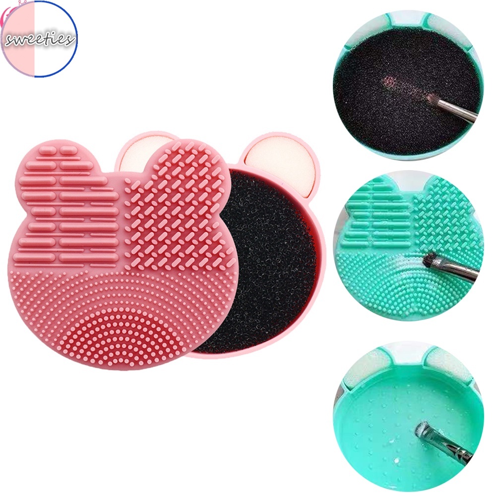 [Hàng mới về] Dụng cụ vệ sinh cọ trang điểm kiểu dáng gấu xinh xắn bằng silicon tiện dụng cho nữ