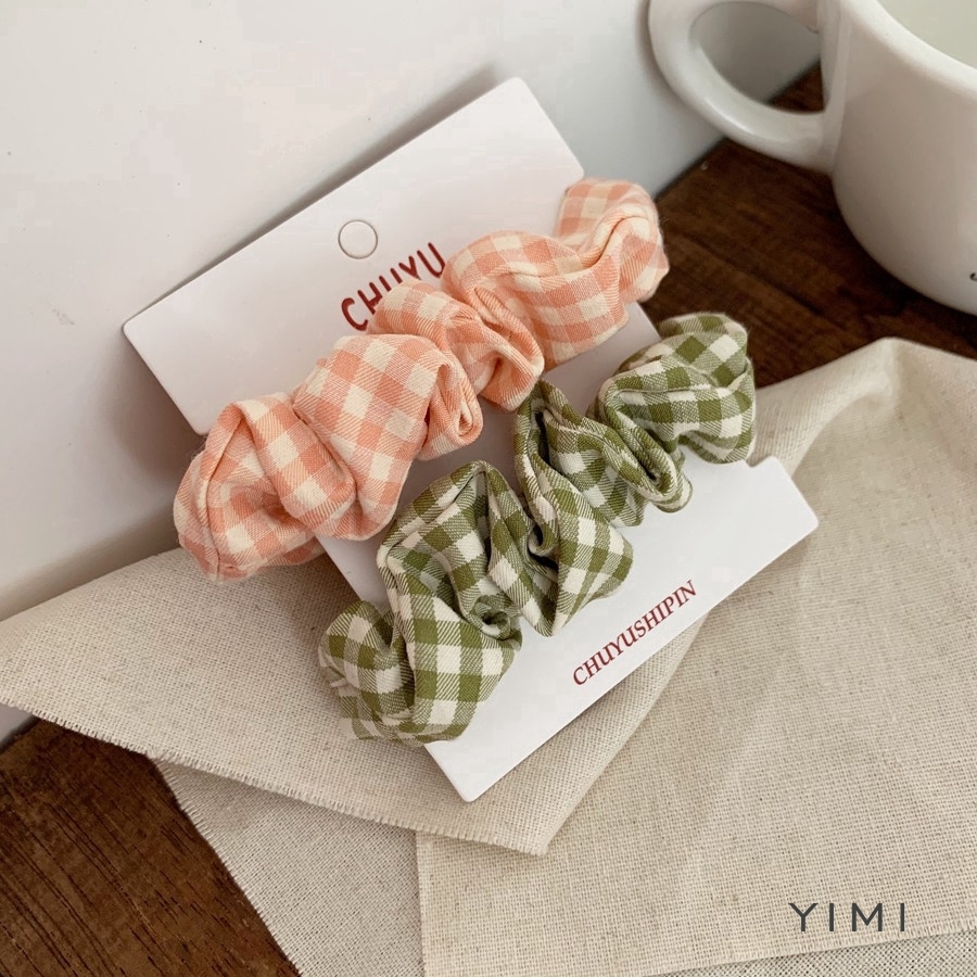 Dây buộc tóc họa tiết kẻ caro thanh lịch cho nữ