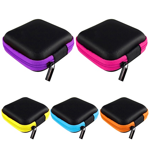 Túi đựng tai nghe thẻ nhớ màu cầu vồng có khóa kéo