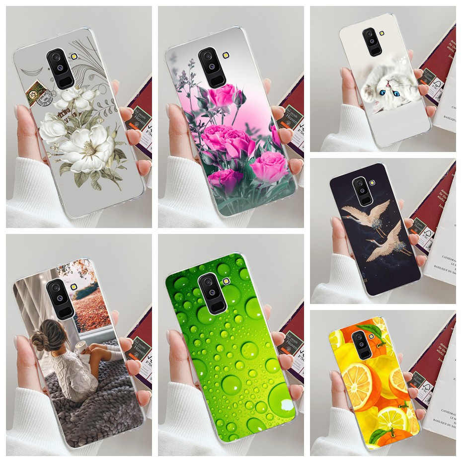 Ốp điện thoại nhựa silicon TPU mềm họa tiết hoa xinh đẹp độc đáo cho Samsung Galaxy A6 A6 + Plus 2018