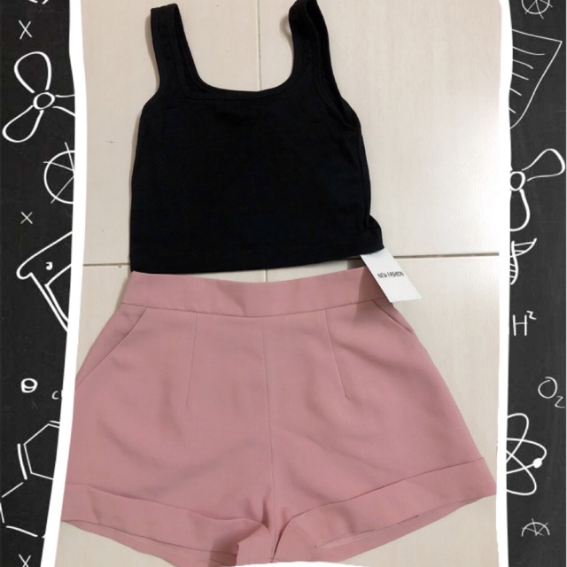 Set quần short áo crop top