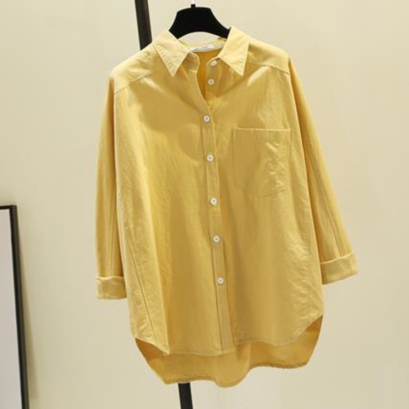 Áo Sơ Mi Trơn Màu Sắc Trẻ Trung Thanh Lịch Có Size Lớn S-3xl 164052 Áo Sơ Mi Trơn Tay Dài Thiết Kế Đơn Giản Hợp Thời Trang Dễ Phối Đồ