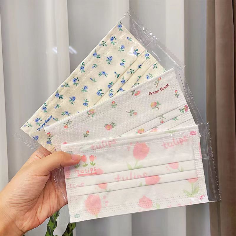 Khẩu Trang Giấy Họa Tiết Hoa Nhí Khẩu Trang Dùng 1 Lần
