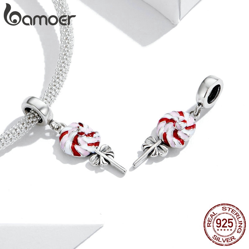 Mặt trang sức BAMOER SCC1491 chất liệu bạc 925 thiết kế hình kẹo mút đáng yêu