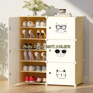 [NHIỀU MÀU] - TỦ NHỰA ĐỰNG GIÀY DÉP KIỂU MỚI 12 Ô (chia ô) ĐỂ ĐƯỢC 24 ĐÔI GIÀY