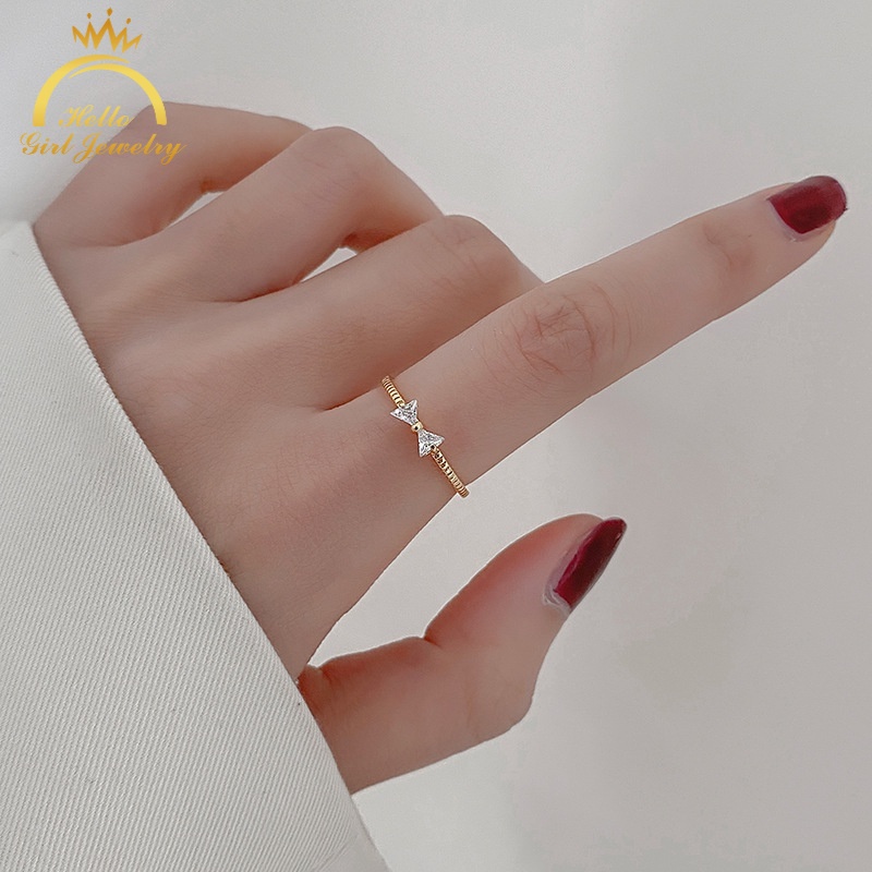 Nhẫn Hở Hình Nơ Bướm Đính Đá Zircon Nhân Tạo Đơn Giản Thời Trang Hàn Quốc Dành Cho Bạn Nữ