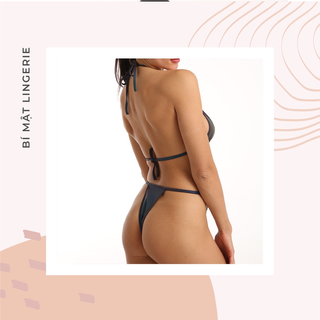 Bikini đồ bơi 2 mảnh lọt khe sexy phản quang hologram cháy nhất party 2023