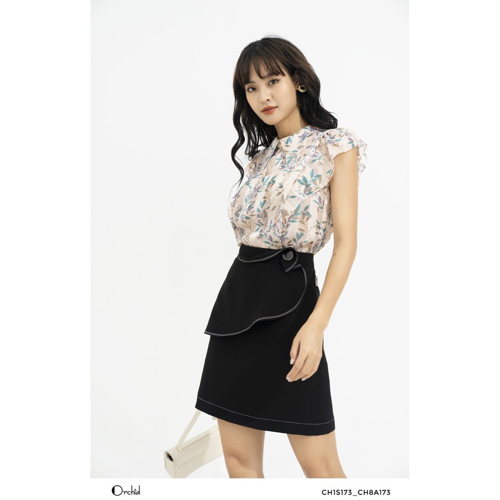 Chân váy ngắn chữ a trơn đắp vạt che bụng trẻ trung, chất thoáng mát co dãn  - Orchid CH8A173 | BigBuy360 - bigbuy360.vn