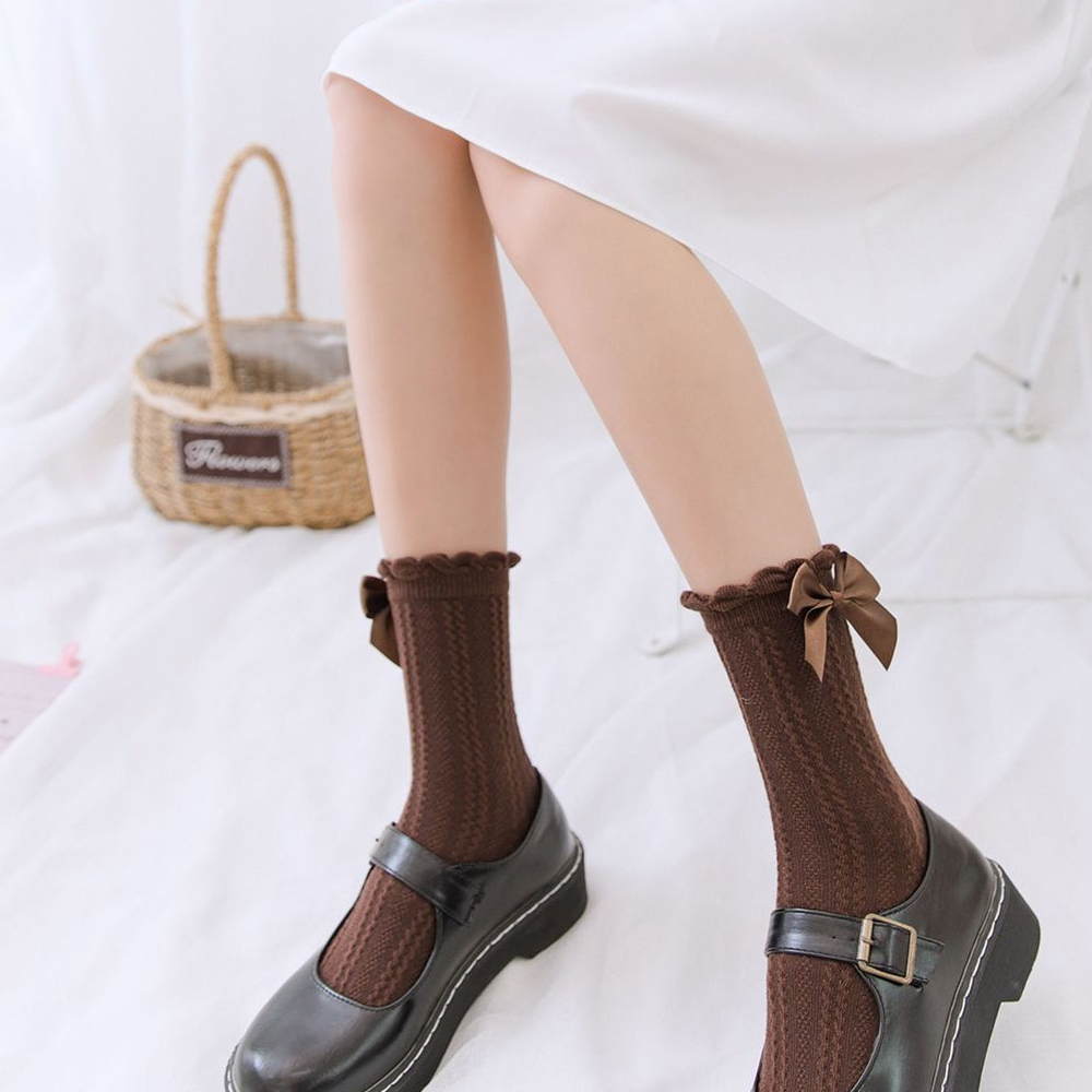 Tất cotton phối nơ đáng yêu dành cho nữ