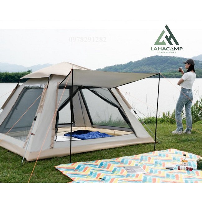 Lều tự bung 4-6 người 4 cửa to thoáng, mẫu nâng cấp năm nay