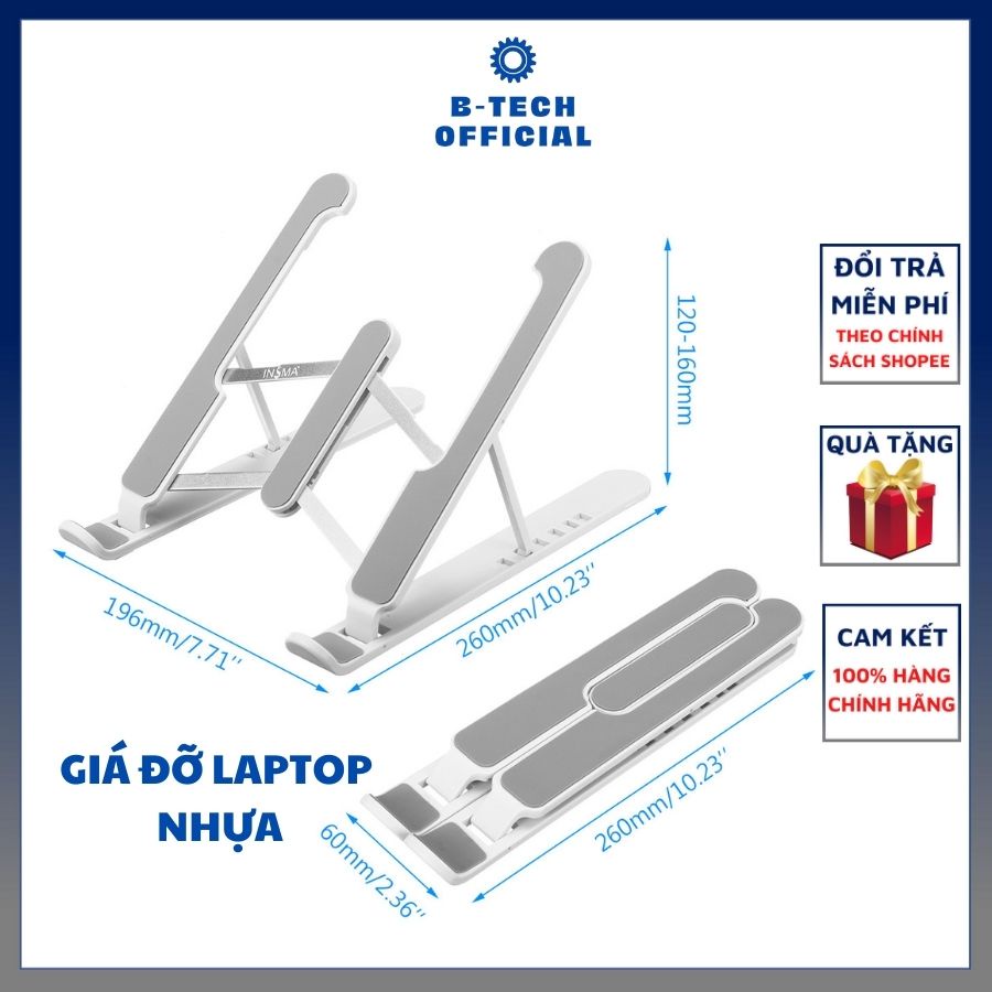 Giá đỡ Laptop Nhựa ABS 𝗧𝗮̉𝗻 𝗡𝗵𝗶𝗲̣̂𝘁 máy tính bảng gấp gọn điều chỉnh độ cao, chống mỏi cổ, lưng cho laptop