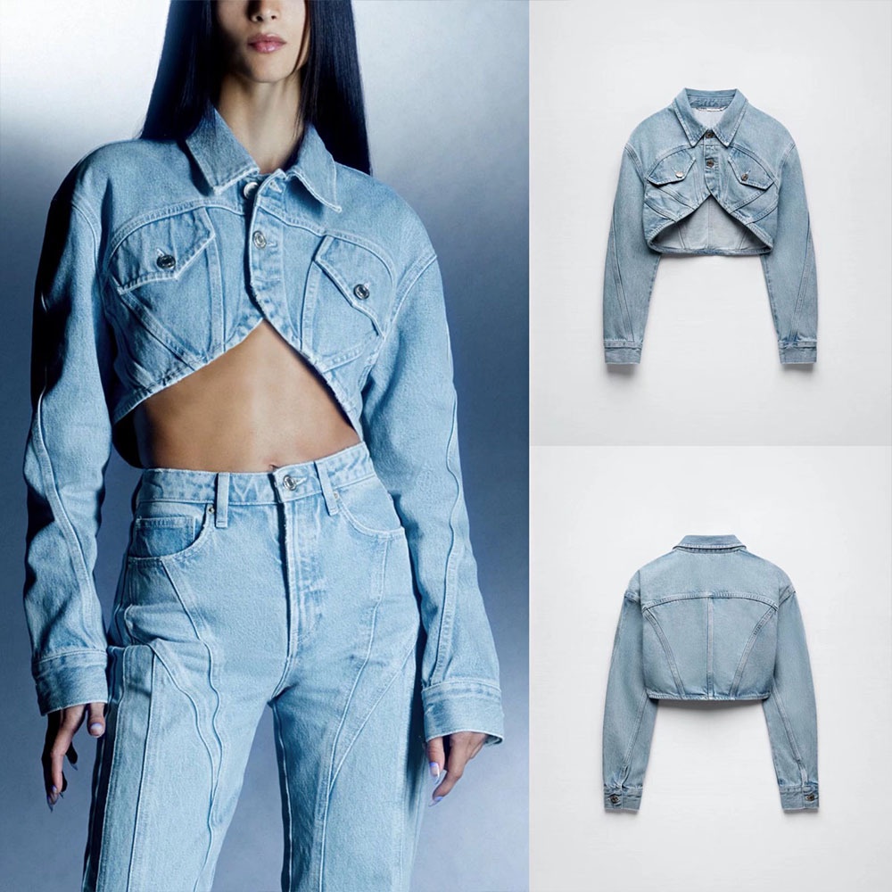 Áo Khoác Denim Zara Dáng Ngắn Thời Trang Mùa Xuân Cá Tính Cho Nữ