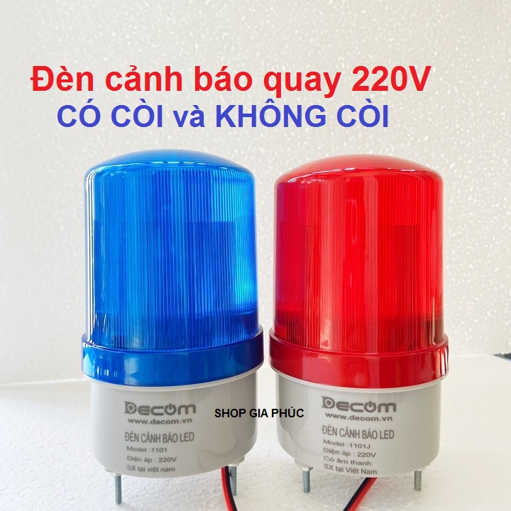Đèn Quay Cảnh Báo 220V và 12V, Đèn Công Trường Có Còi Hú & Không Còi, Đèn Xoay Cửa Hàng