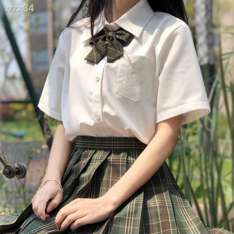 Áo đồng phục JK nữ thời thượng, thêu tinh tế, sơ mi ngắn tay, blouse sinh phiên bản Hàn Quốc, kiểu dáng rời