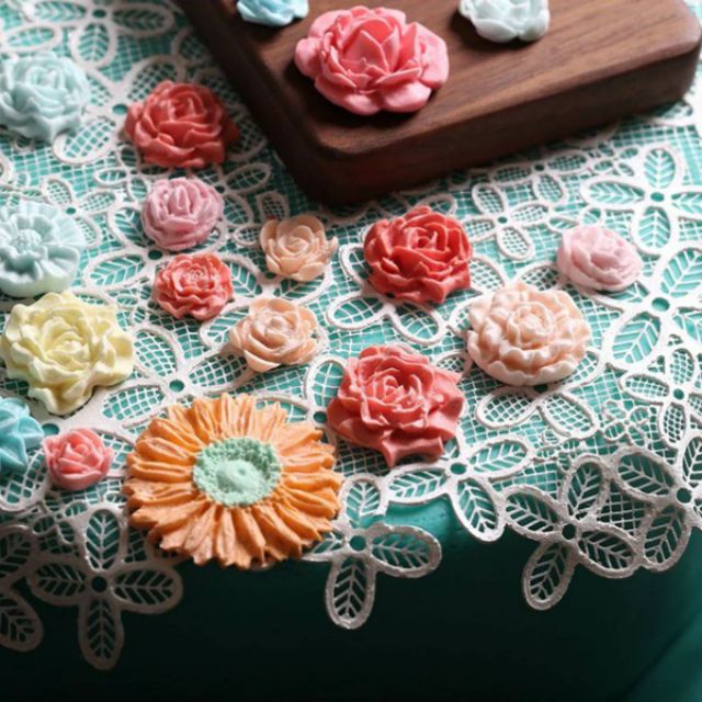 Khuôn fondant silicon 9 hoa hồng
