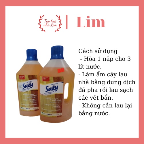 Nước lau sàn gỗ và đồ gỗ SUZY 1L - thành phần HỮU CƠ, chất lượng NHẬT BẢN