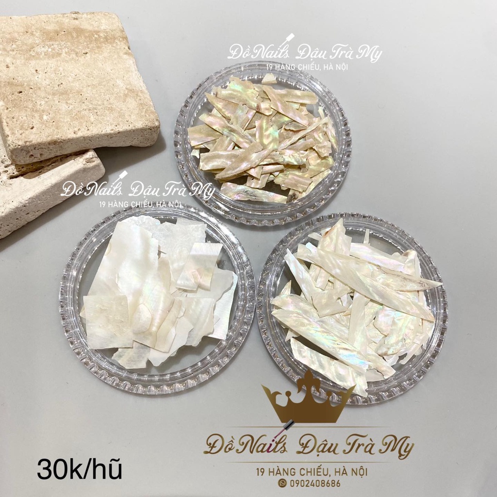 Phụ kiện nail - Xà cừ trắng mỏng trang trí móng