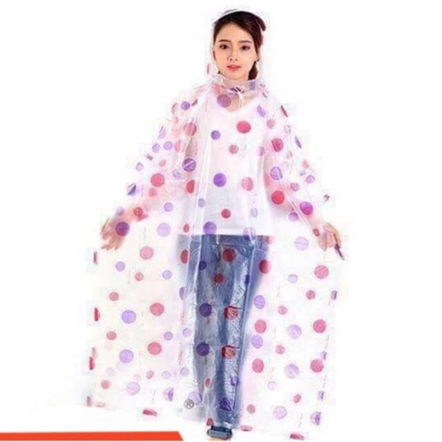 Áo mưa cánh dơi chấm bi trong