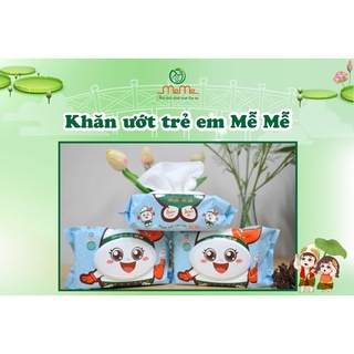 Khăn Ướt Mễ Mễ/Giấy Ướt Kích Thước 15x20cm 100 tờ/1 gói Chất Liệu Không Dệt Cotton Từ Sợi Tự Nhiên Lành Tính Cho Da Bé