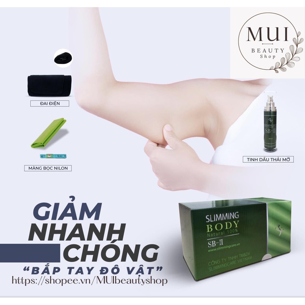 Bộ Đai Quấn Nóng Làm Gọn Cơ Thể Định Hình Eo, Thải Mỡ Slimming Body II -Gồm 4 Món ( Tinh Dầu 120ml)