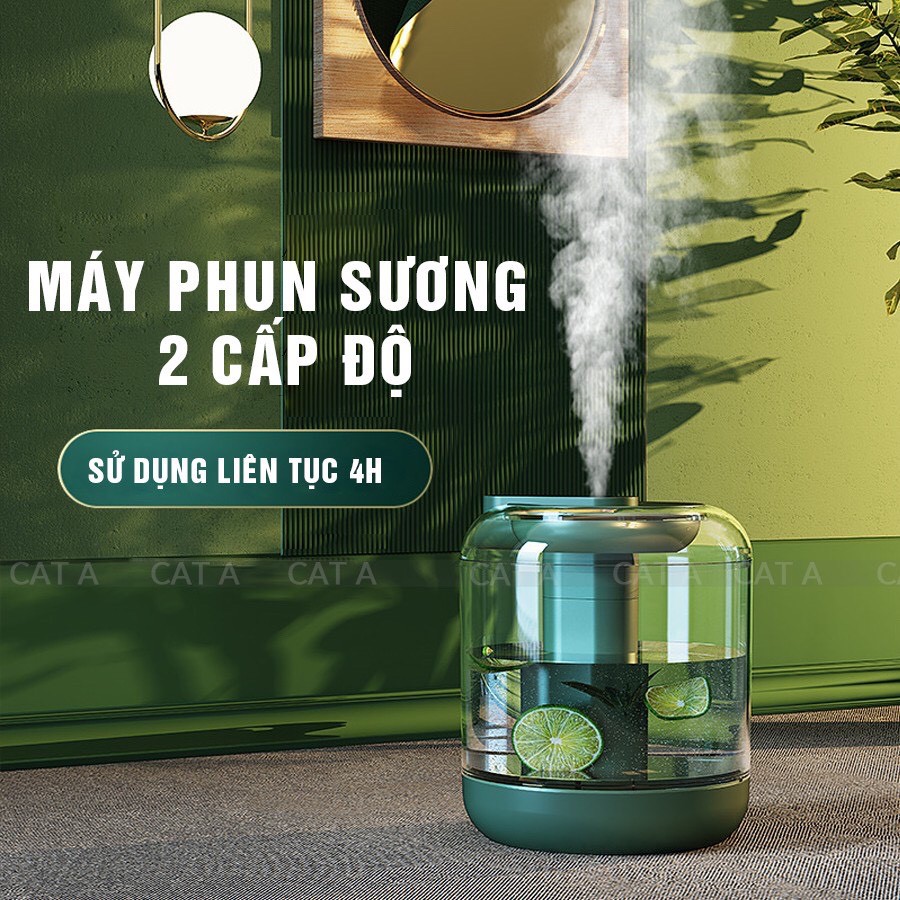 Máy Tạo Ẩm Không Khí , Máy Phun Sương , Máy Xông Tinh Dầu Cao Cấp - Có Đèn Ngủ , Sạc USB , Dung Tích 3000ML -&gt; 5000Ml