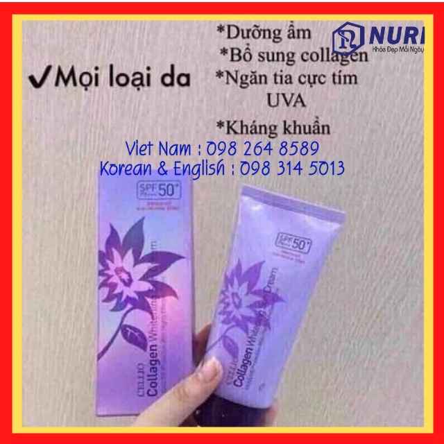 [Chuẩn Hàn , Giá Rẻ] Kem Chống Nắng CELLIO SPF 50 PA++ Chống tia UV, Dưỡng Trắng Da, Bảo Vệ Da, Tuýp 70G