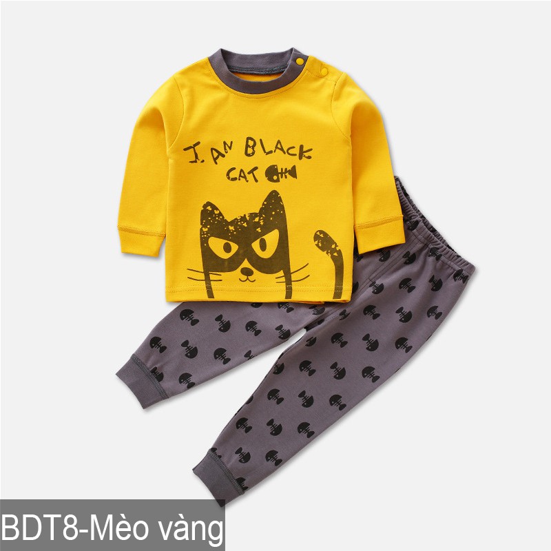 Bộ quần áo cotton dài tay cho bé trai bé gái Hàng Quảng Châu xuất Nhật BDT08