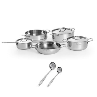 Bộ nồi inox 430 FiveStar Standard 3 đáy Sandwich bếp từ nắp inox tặng 2 vá (1quánh18cmx1nồi 20cmx1bộ xửng24cmx1chảo24cm)