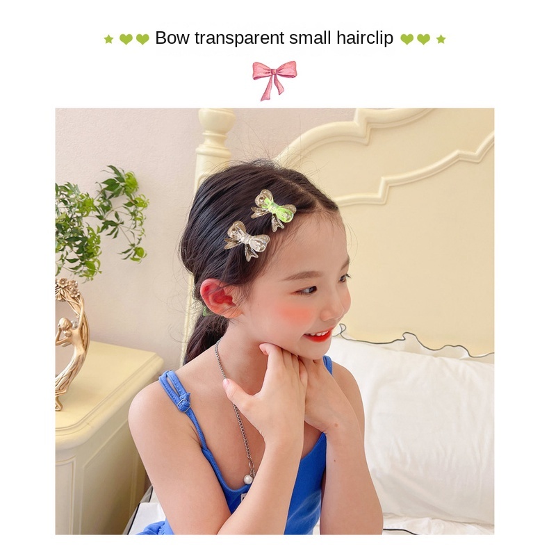 Set 6 Kẹp Tóc Nơ Trong Suốt Đáng Yêu Cho Nữ