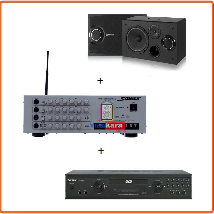 Combo Amply Arirang PA-203WM (kèm 2 micro) + Loa Arirang Jant-II + Đầu Karaoke Arirang AR-36D Chính hãng