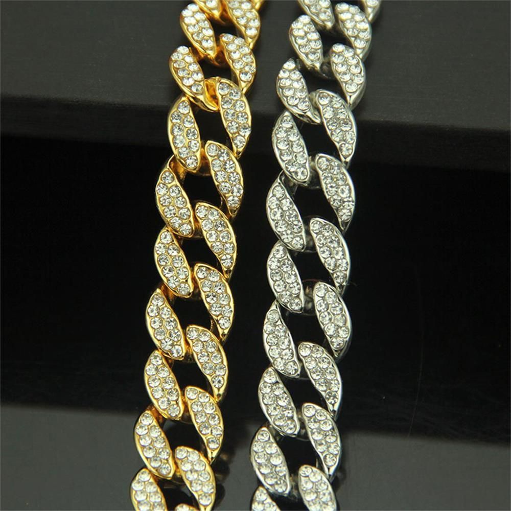 Vòng cổ chuỗi xích 12mm đính kim cương phong cách hiphop sang trọng cho nam và nữ tùy chọn màu sắc