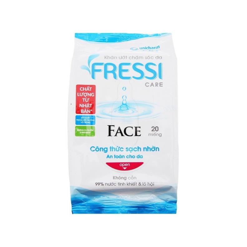 Khăn ướt dành cho gia đình Fressi care face 20 miếng/ gói