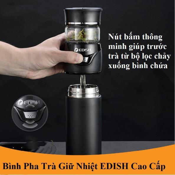 Bộ pha trà trà đẹp  Bình giữ nhiệt Edish + pha trà cực kì độc đáo , bình giữ nhiệt pha trà đa năng inox