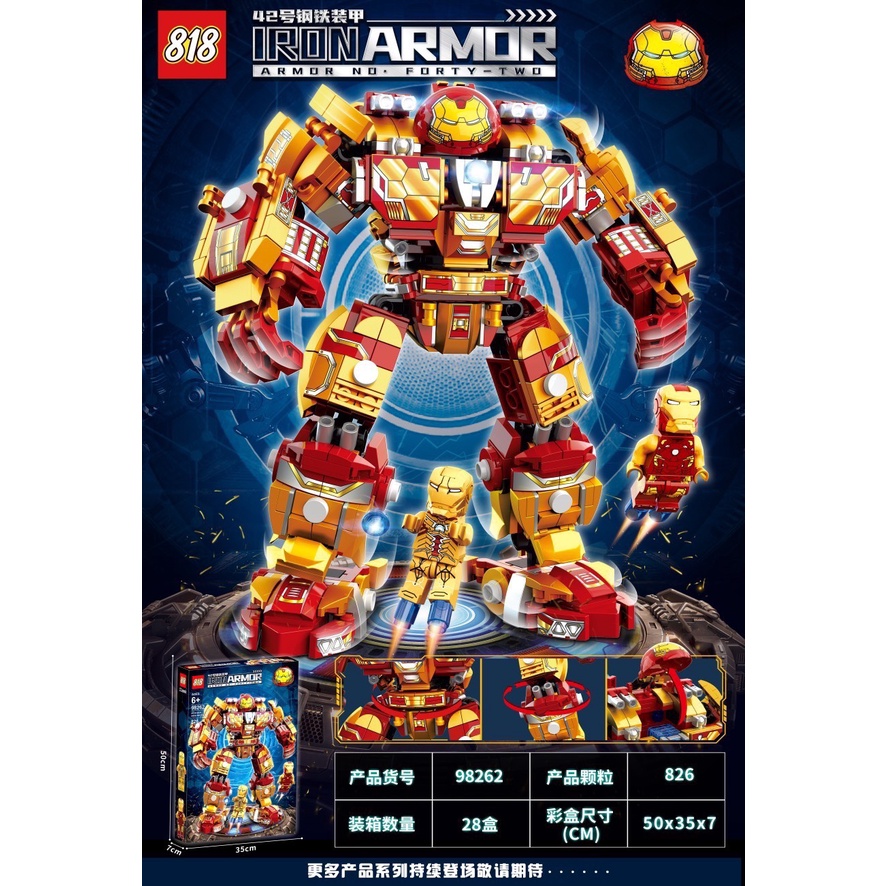 Đồ chơi lego lắp ráp hình người sắt Ironman phiên bản MK16 I love you 3000