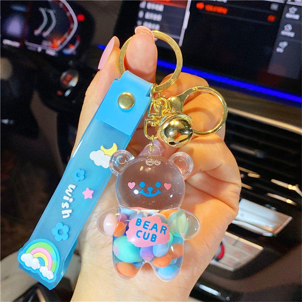 Móc Khóa Hình Gấu Chubby Có Cát Chảy Dễ Thương