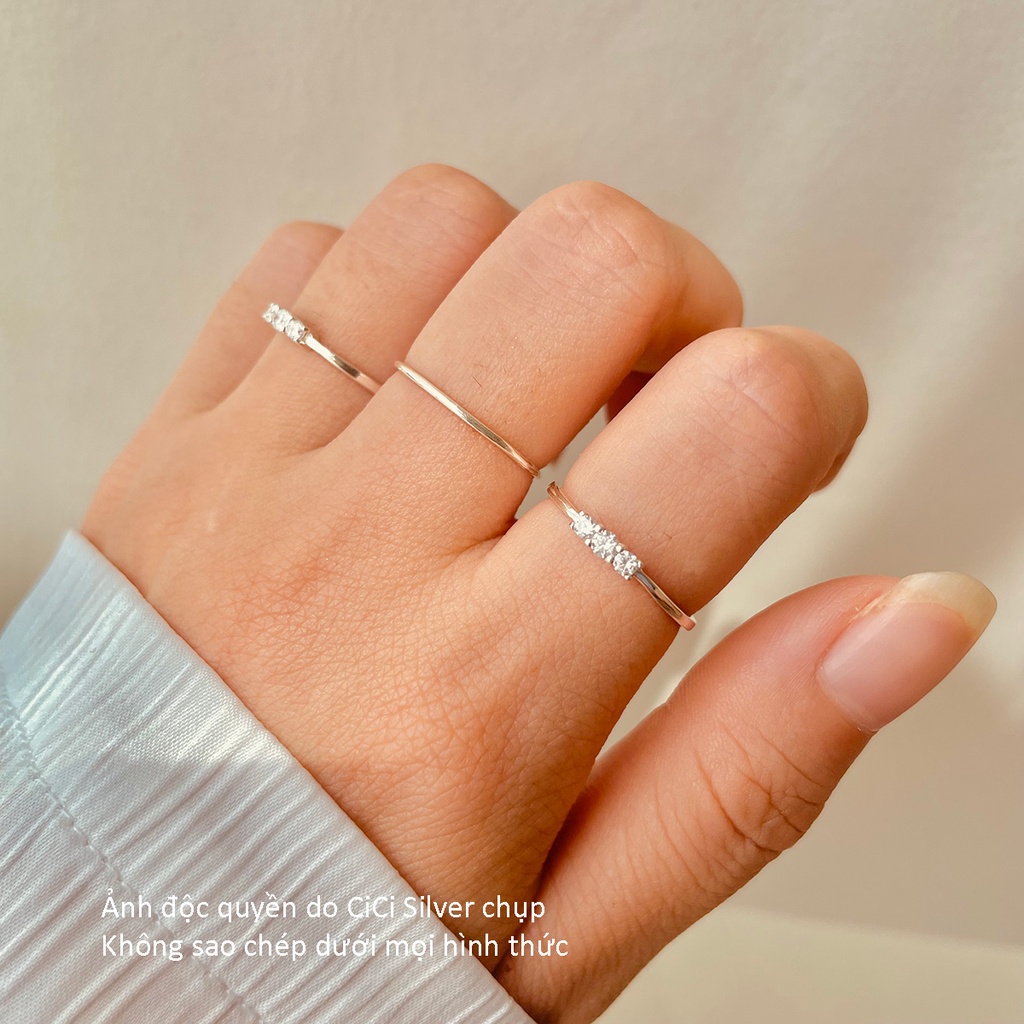 Nhẫn bạc nữ đính đá CiCi Silver, nhẫn bạc 925 đơn giản, nhẫn nữ bạc đẹp, nhỏ xinh