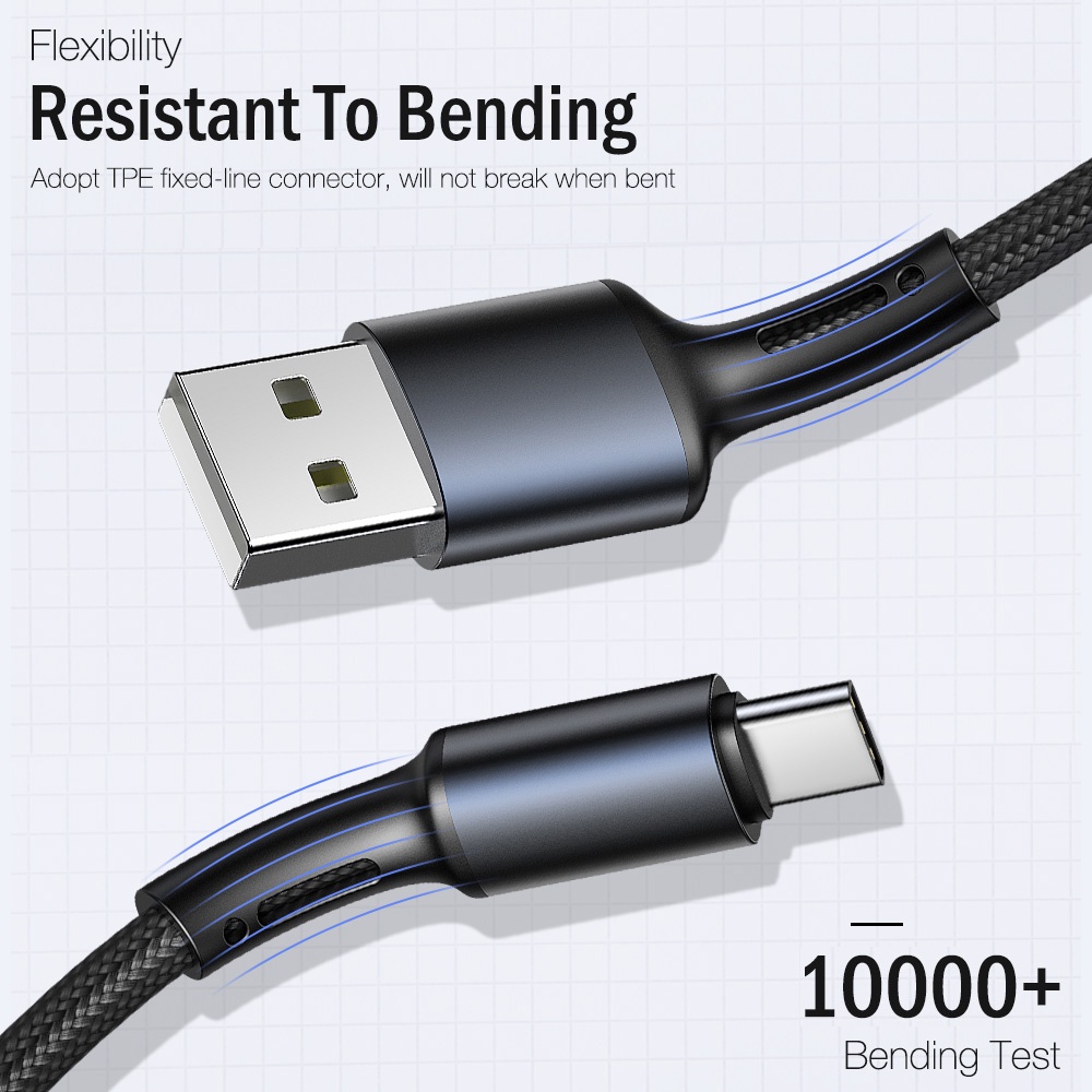 Dây Cáp Sạc Nhanh USB Loại C Dài 25cm 1m 2m 3m Cho Samsung Xiaomi mi Redmi Realme Oppo Vivo Huawei Android