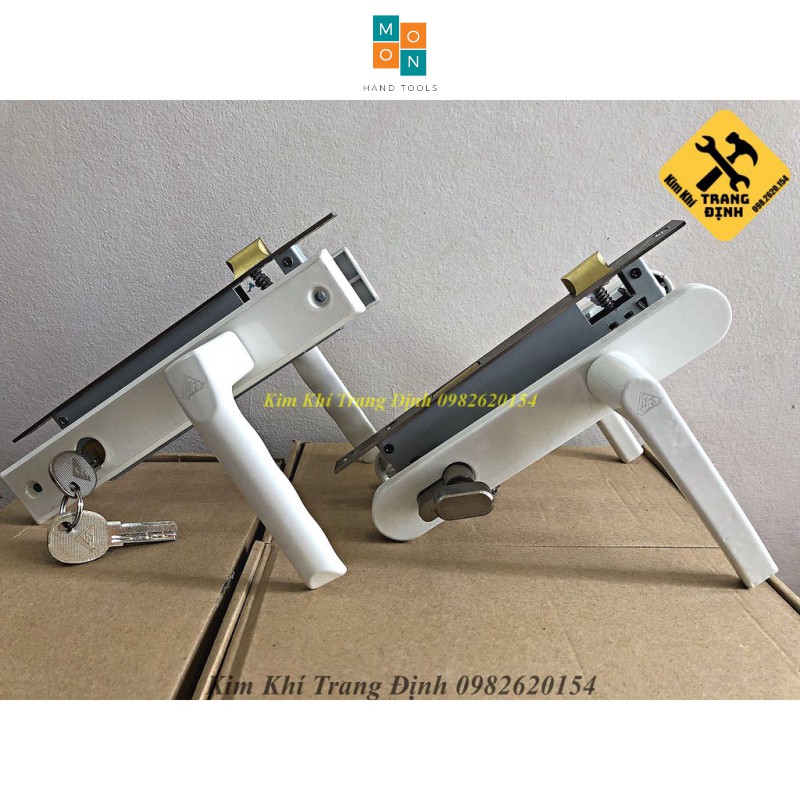 Khoá tay gạt cửa nhôm hệ việt pháp 4500, cửa nhựa lõi thép,cửa sắt hộp Golking hàng đẹp 2 loại bản ốp