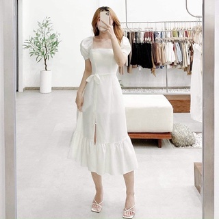 Đầm đuôi cá cổ vuông 2 màu (kèm hình thật)