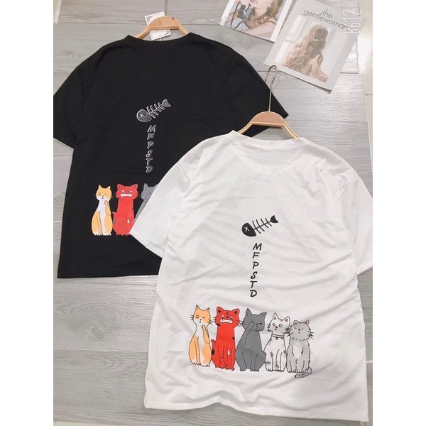 Áo thun tay lỡ mèo và cá TC12