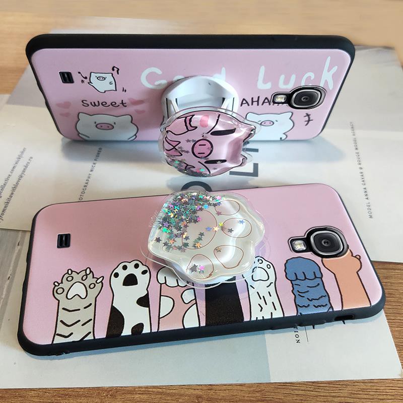 glisten Anti-dust Phone Case For Samsung Galaxy S4/I9500 Soft Case drift sand Cartoon phone stand holder Fashion Design