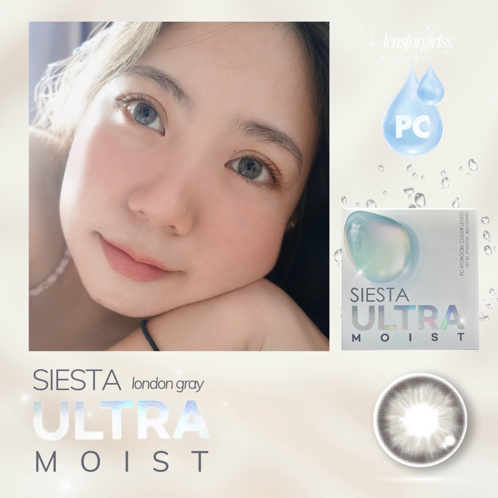 Kính Áp Tròng xám thuần khiết ULTRA MOIST LONDON GRAY dành cho mắt nhạy cảm chính hãng SIESTA | Lens cận