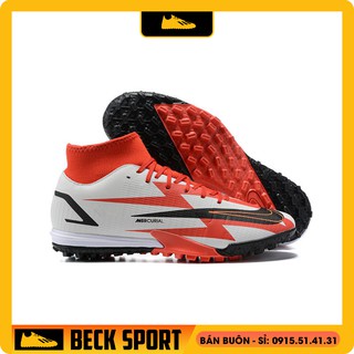 Giày Bóng Đá Mercurial CR7 Euro Superfly 8 Academy Trắng Đỏ Cổ Cao TF