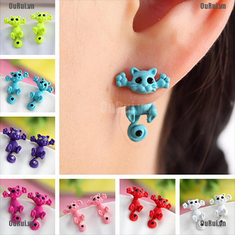 Bông Tai Hình Mèo 3d Dễ Thương Cho Nữ