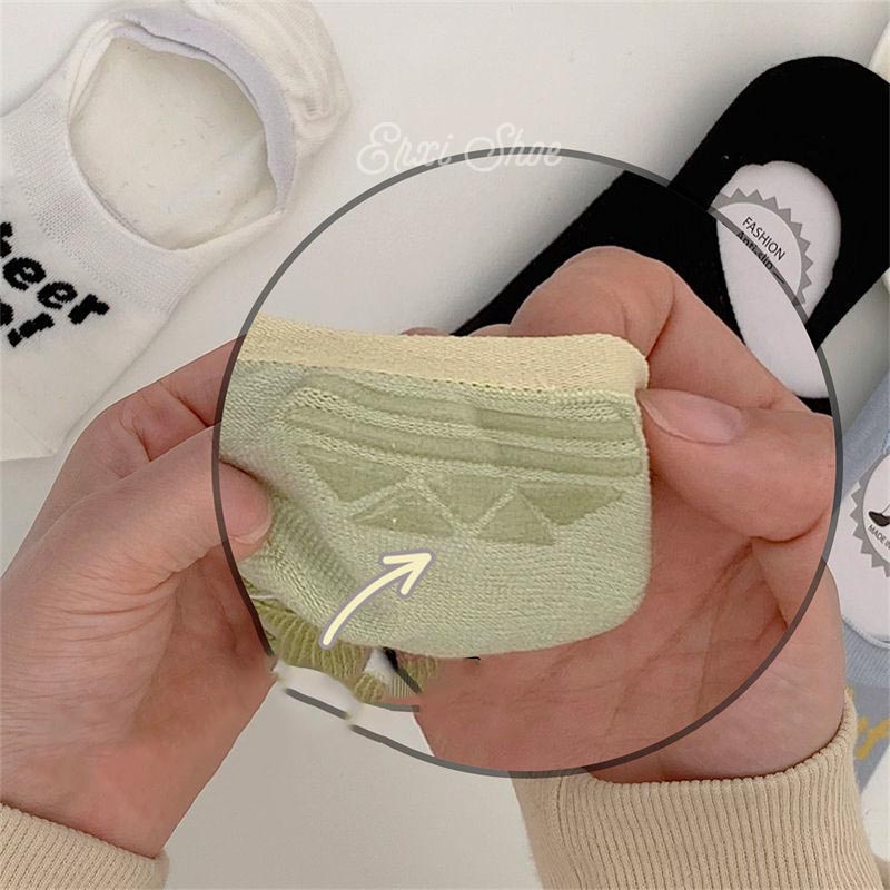 Oeggeo Vớ Cổ Thấp Thoáng Khí In Họa Tiết Chữ Cho Nữ