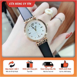 Đồng Hồ Nữ Thời Trang, Đồng Hồ Dây Da Đeo Tay VerSace Viền Kim Loại Chống Nước Cao Cấp